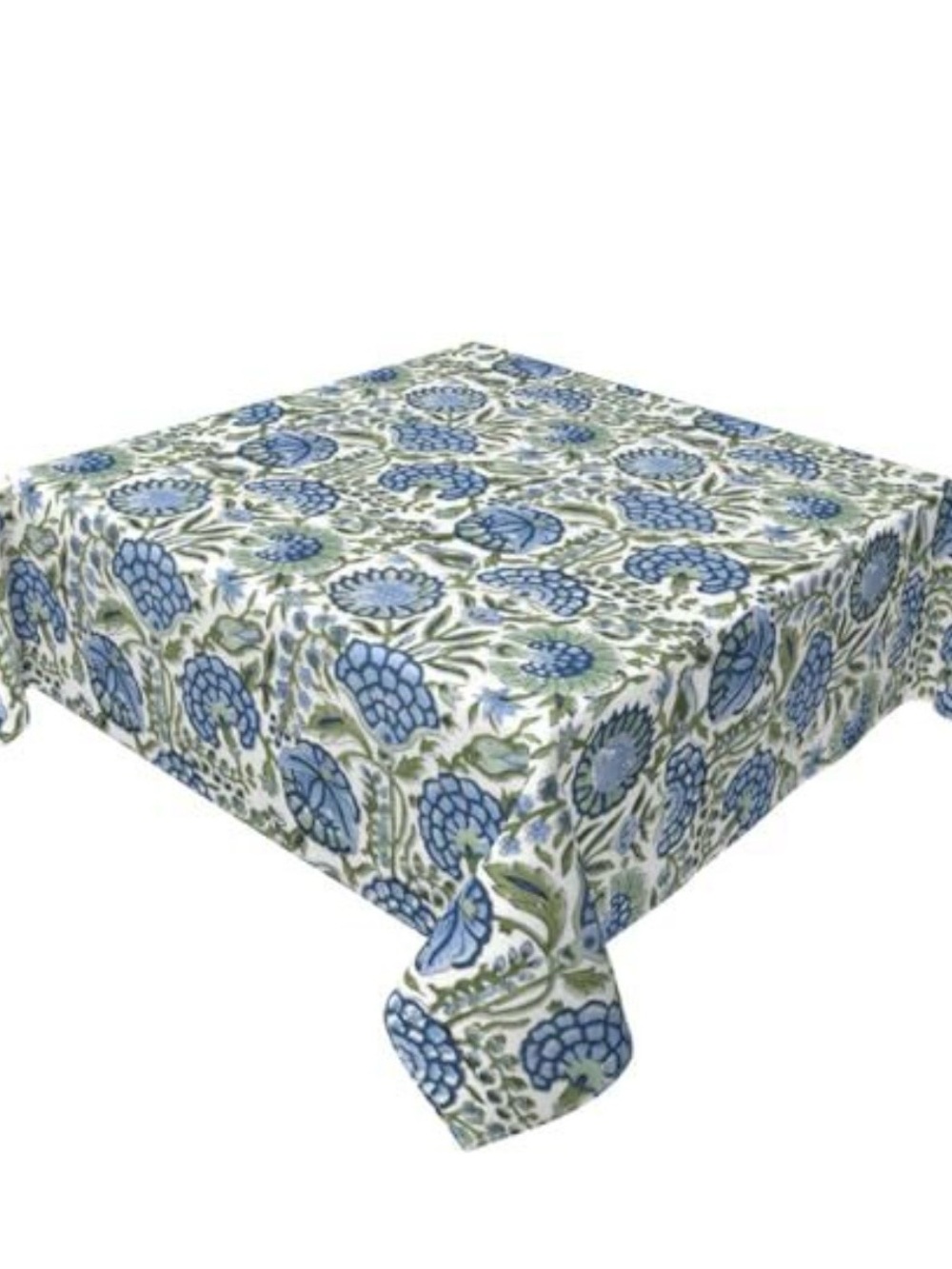 Blue and green Floral Cotton square Tablecloth - Home Dining